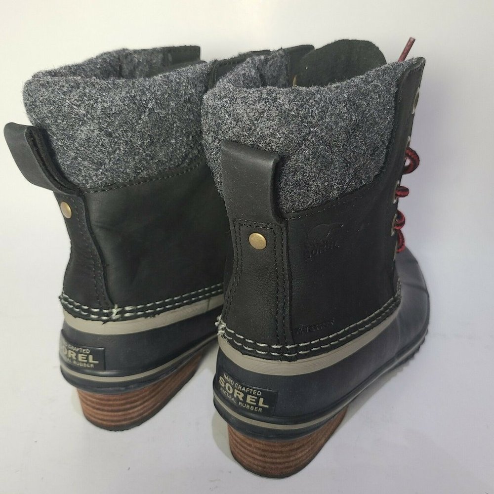 SOREL Women ankle Boots slimpack  Black gray lace up duck rubber US 6 37 new - Picture 3 of 6